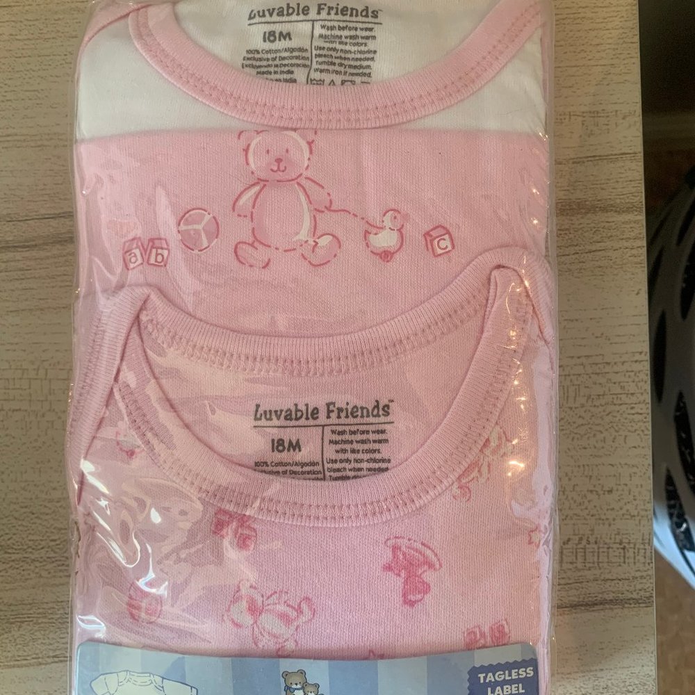 18 Month Onesies Pink - Set of 3